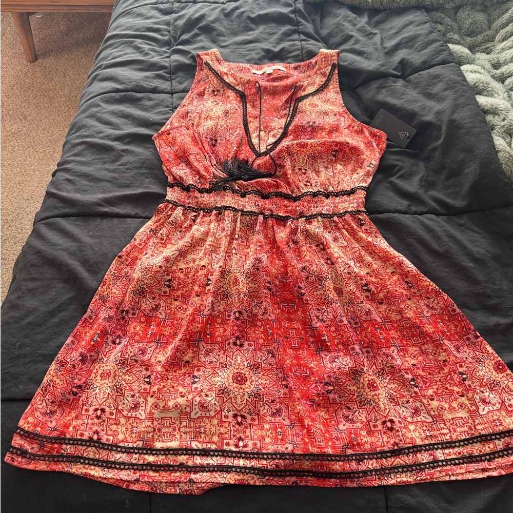 Guess sun dress Women's orange fun Patterned Dress